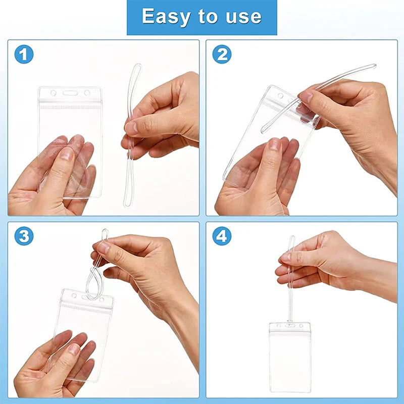 2Pcs Resealable Waterproof Clear Ship Ticket Card Sleeve PVC Luggage Tag Travel Accessories for Bags
