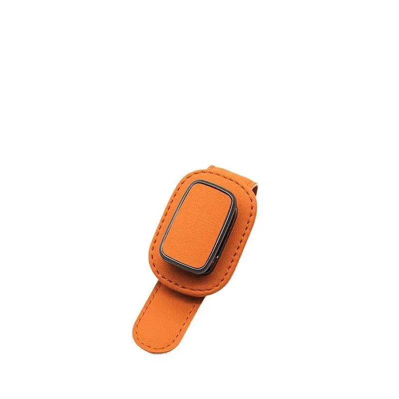 Universal Car Sunglasses Holder Car Metal Leather Clip Card Ticket Holder Auto Sun Visor Glasses Box Decoration Accessories