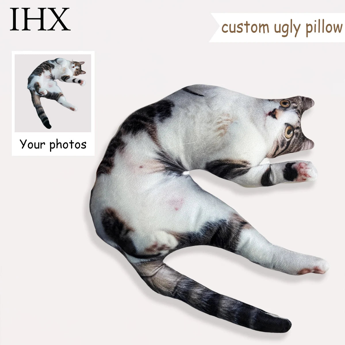 IHX Custom 3D Dog/Cat Ugly Pillow,Personalized Portrait Photo Pillow, Animals Memorial Cushion Creative Gift Sofa Throw Pillow
