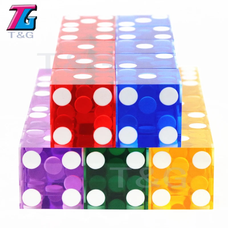 Precision Dice 19MM High-grade Acrylic TransparentSix Sided D6 Casino Sharp Straight Corners 5pcs