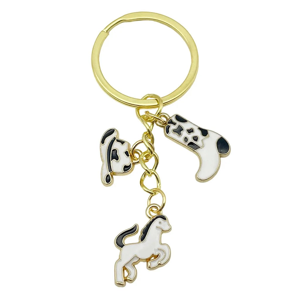 5pcs Boots Cowboy Hat Horseshoe Western Cowboy Alloy Pendant Keychain, Best Gift Choice