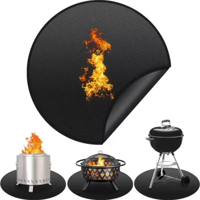 New Design Barbecue Heat Insulation Fireproof Mat Bbq Fire Pit Mat Silicone Fiberglass Heat Insulation Mat Bonfire Mat Fireplace