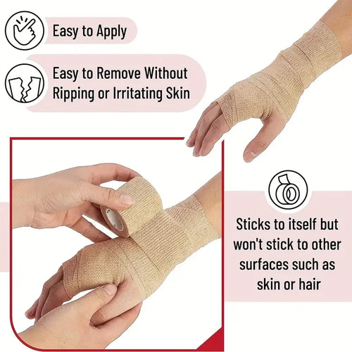 1-10 Rolls Elastic Breathable Medical Adhesive Bandage Self Adhesive Tape Beige Wrap For Wrist Ankle Finger Sports First Aid