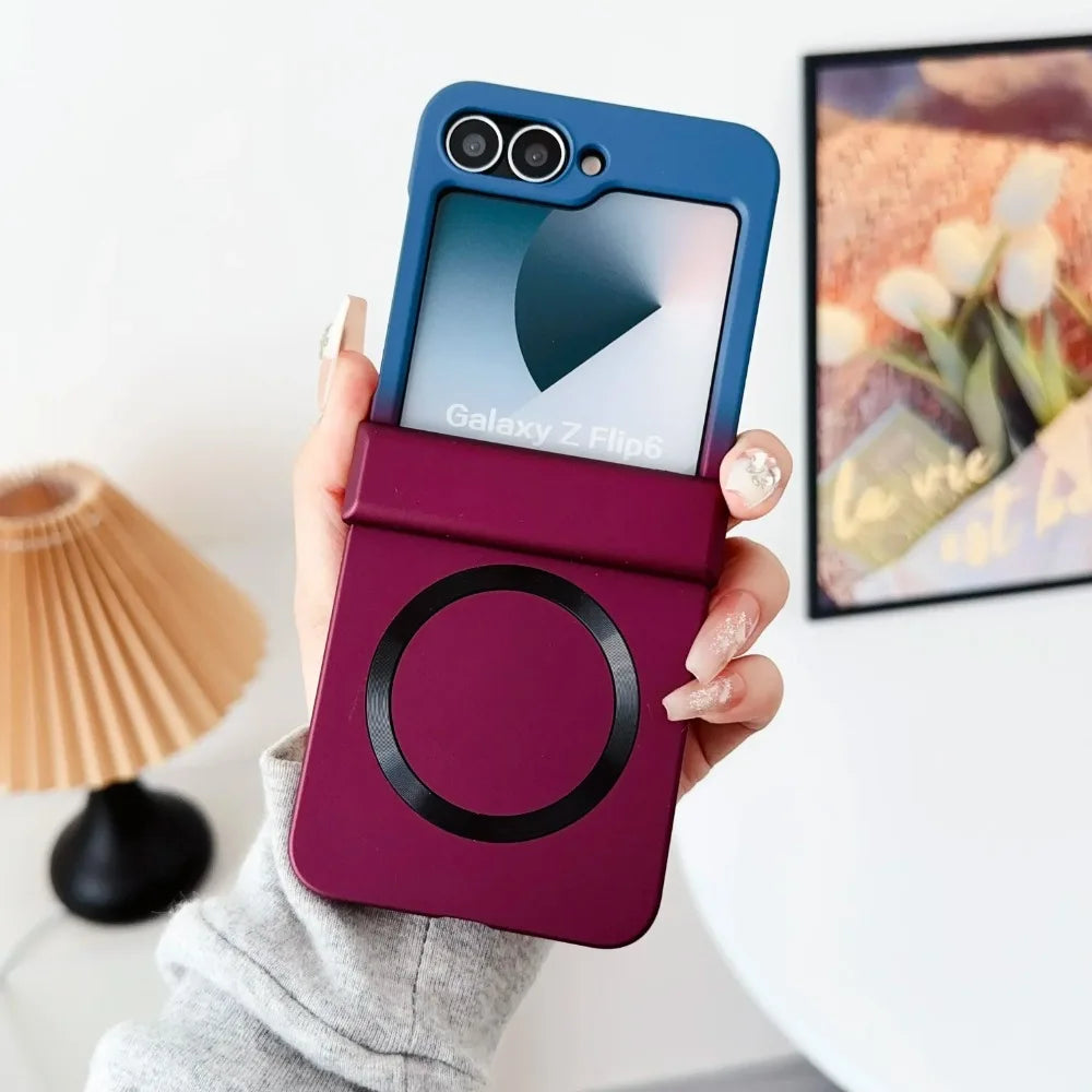 Gradient Color For Magsafe Magnetic Hinge Protection Hard Plastic Phone Case for Samsung Galaxy Z Flip 8 7 FE 6 5 4 3 5G Cover