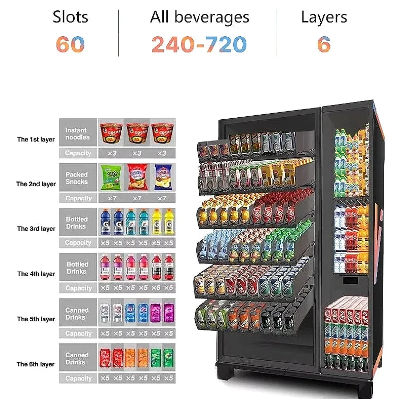 Cold Beverage Vending Machine Soda Juice Snack Automatic Dispenser Refrigerated Retail Store Customized