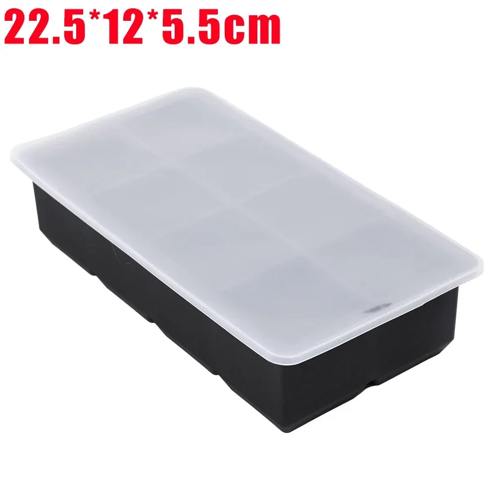 Silicone Ice Cube Mold Reusable Square Ice Cube Molds with Lid Whiskey Cocktail Freezer DIY Ice Maker Barware Kitchen Gadgets