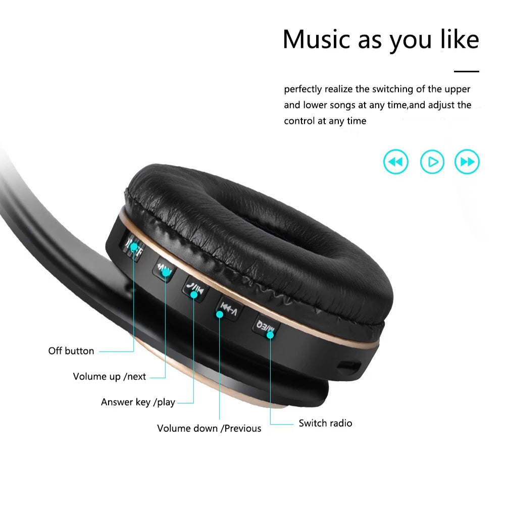 EOENKK T8 Wireless Headphones Bluetooth 5.3 Stereo Surround Sound Foldable Sport Low Latency Gaming Headset With Noise Reduction