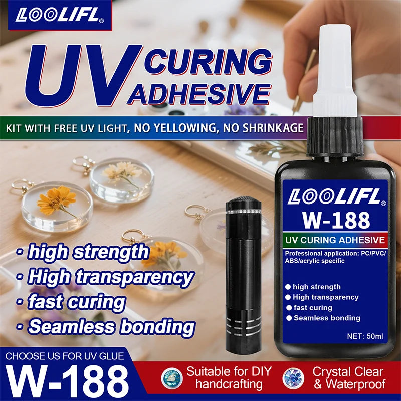 UV Bonding & Welding Glue Kit Super Bonding UV Glue or Black Light Quick-Drying For Bonding Glass, Metal, Wood DIY Craft Decor.