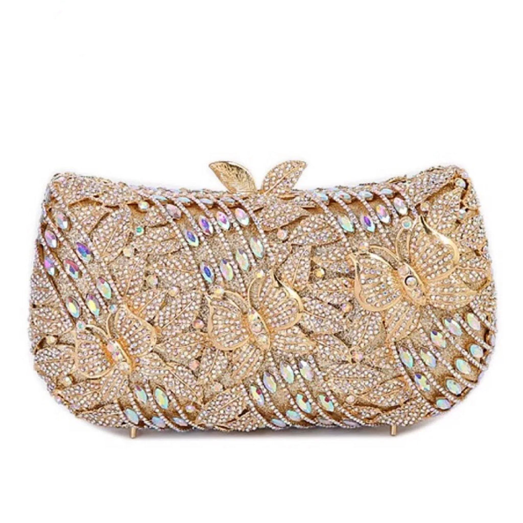 Hollow Out Women Evening Bag Gold Crystal Banquet Handbag Luxury Diamond Clutch Purse Wedding Bride Bags Elegant Dinner Bag