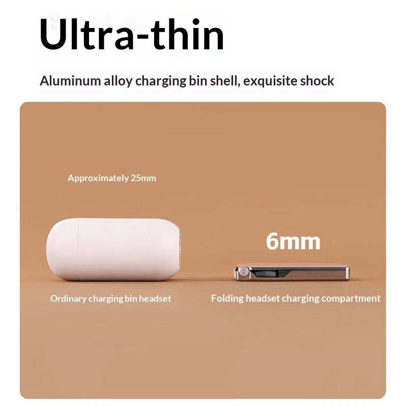 SIAX Fold Ultra-Thin Foldable In-ear Earphones Bluetooth Paper-Thin Portable Headset 2in1 Clip-On Phone Case with Earphones Gift