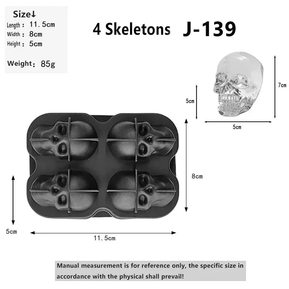 Tray Easy to Take Out Suitable for Whiskey Party Supplies Silicone 3D Balls Skull Diamond Shaped Ice Mold Reusable Ice Cube Mold