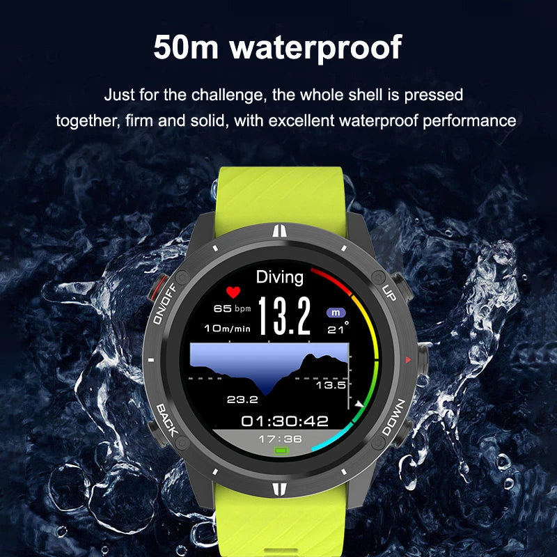 Bluetooth Sports Watch Touch Outdoor Running Cycling Diving Fishing Triathlon Heart Rate Waterproof Compass Tracker Data Store