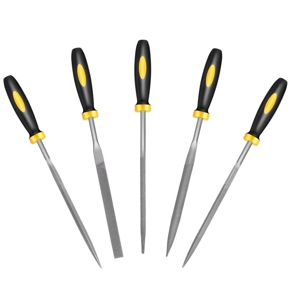 5/10PCS Needle File Set High Carbon Steel File Set Non-Slip Handle Hand Metal Tools for Wood Plastic Model Jewelry and DIY