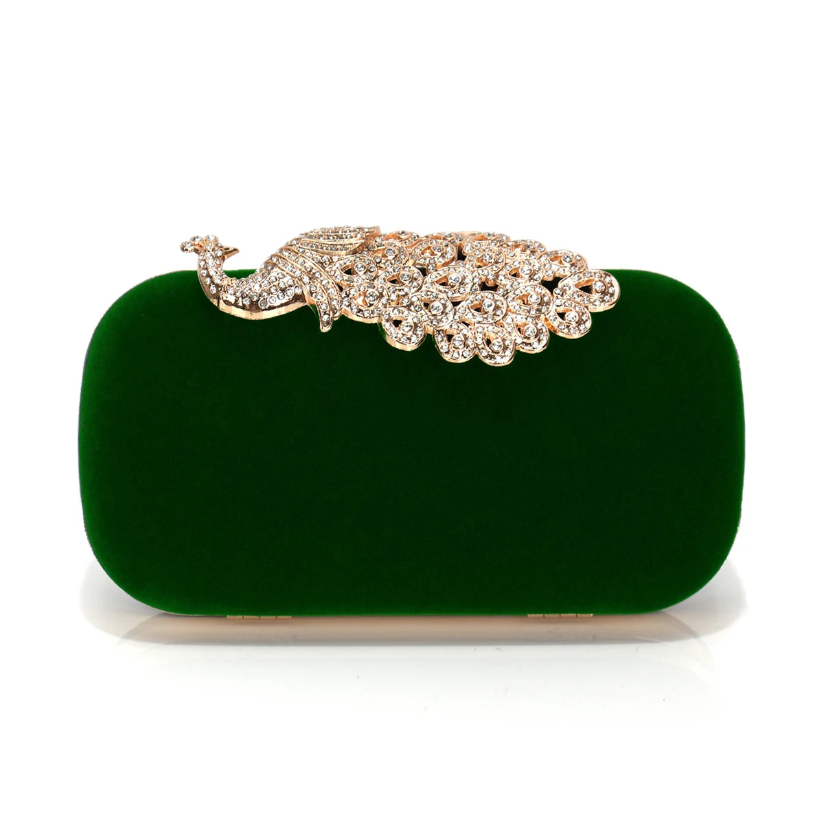 Animal Peacock Metal Shoulder Chain Evening Bags Rhinestones Velvet Small Clutch Bags Flap Design Red Color Lady Handbags