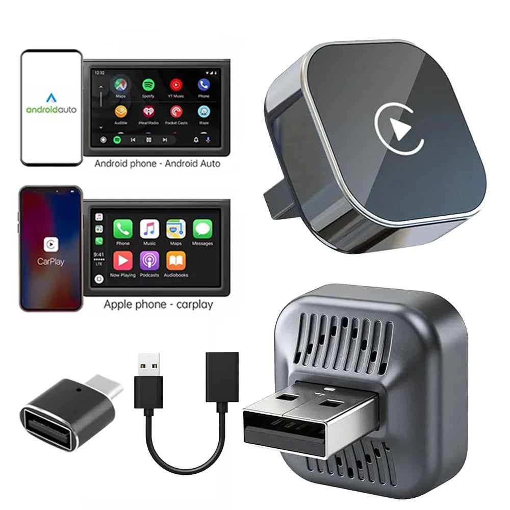 Wireless CarPlay Adapter for iPhone -Mini Plug & Play Auto Connect, 5GHz WiFi Low Latency iOS 10+ Compatible with Wired CarPlay