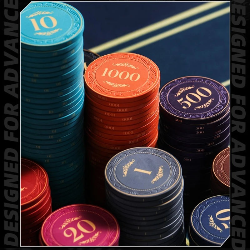 10pcs Poker Chips 43mm Ceramic Matte Texture Professional Texas Poker Botton Code Baccarat Game Board Table Entertainment Set