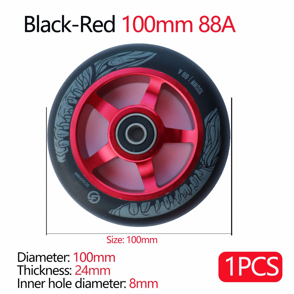 100/110/120mm Extreme Scooter Wheel, Aluminum Alloy Hub Impact Wear Resistant, Freestyle Racing Replacement Accessory