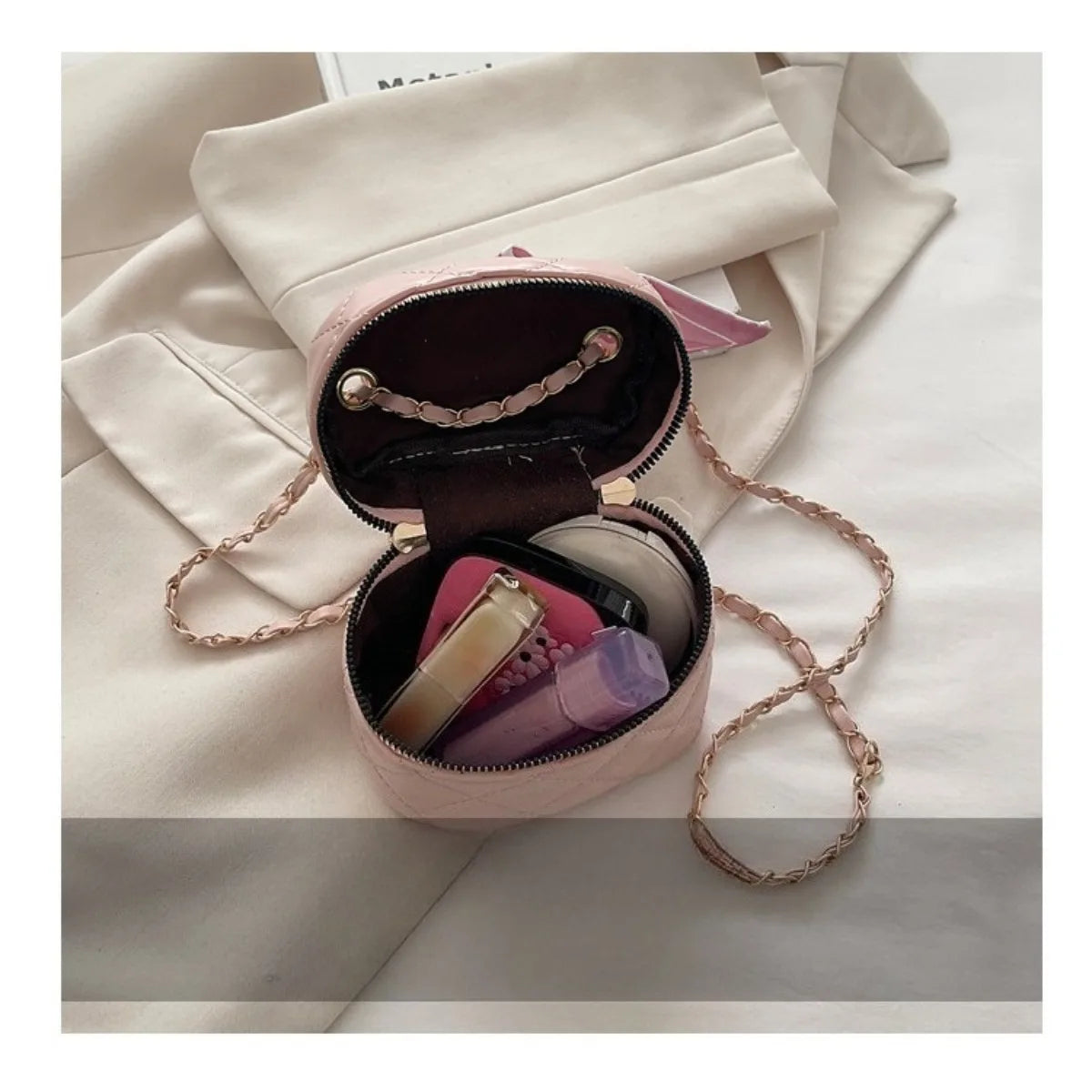 Light luxury silk scarf bow handbag, versatile crossbody bag for work and dates