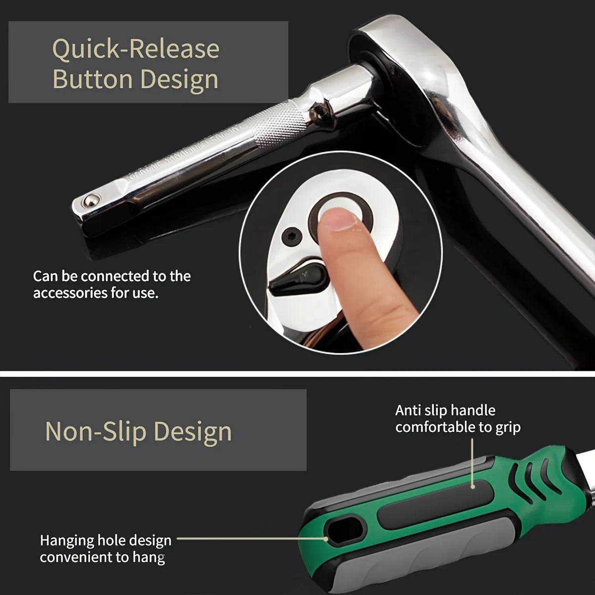 72-Tooth  Ratchet Set 1/4", 3/8" & 1/2" Drive - Premium Chrome Vanadium Steel Construction & Chrome Plated Finish