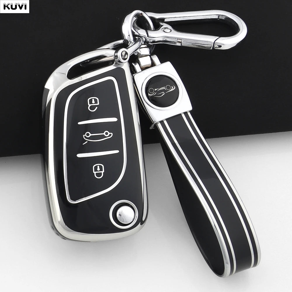Fashion TPU Car Flip Key Case Cover Shell For Citroen C1 C2 C3 C4 C5 XSARA PICA For Peugeot 306 407 807 For DS DS3 DS4 DS5 DS6