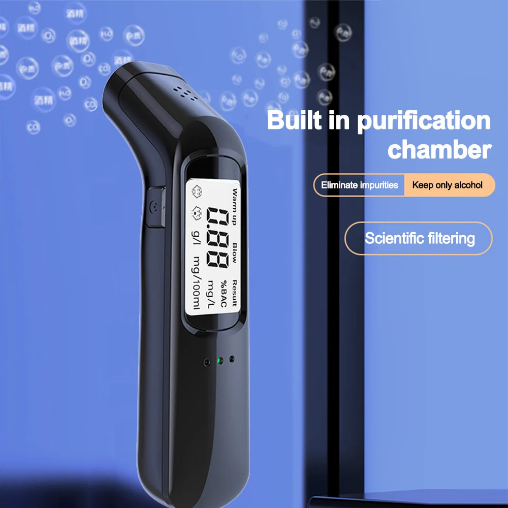 LCD Display Digital Alcohol Tester Professional Alcohol Detector Breath Rechargeable Breathalyzer Alcotester Drunk Driving Test