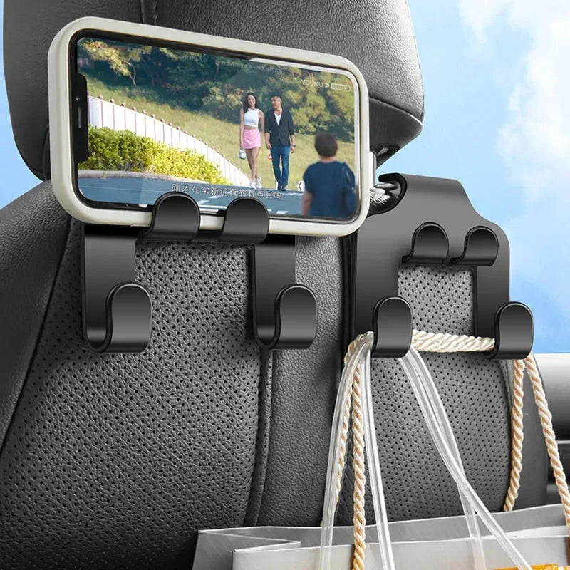 Car Seat Headrest Hook Hanger Black Storage Organizer Universal for Umbrella Purse Coat Fit Universal Vehicle Car Holder Black
