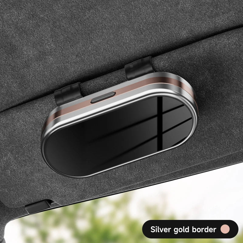 Car Mirror Glasses Case ABS Electroplating Proces, Double Clip for More Stability, Built-in Thick Sponge Protection Glasses Case