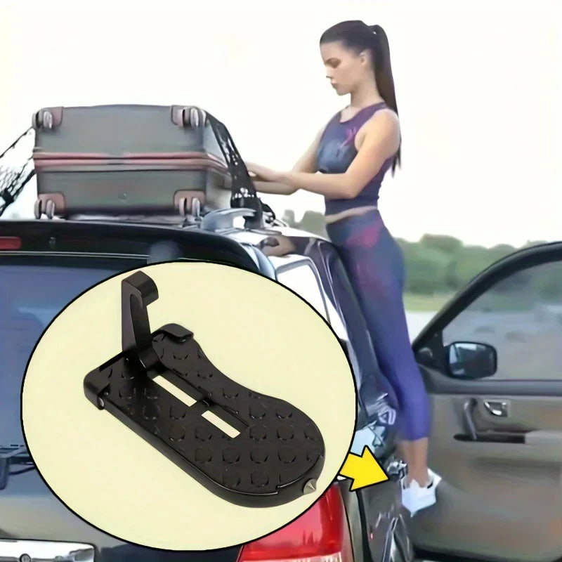 1 Aluminum Alloy Car Door Foot Pedal Assist Hook Top，Foldable Roof Rack Door Step，Easy access to the car roof，Universal Car Moun