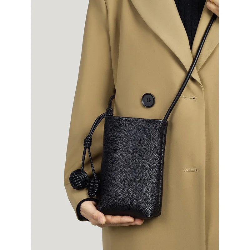 Genuine leather phone bag, versatile crossbody small bag, shoulder bag, simple and stylish phone bag for women,fresh and elegant