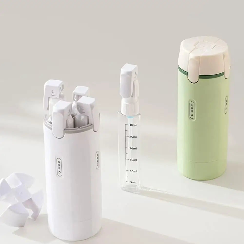 30ml 4-in-1 Press Pump Dispenser Rotating Travel Sub-bottling Portable Shampoo Shower Gel Conditioner Travel Storage Bottle