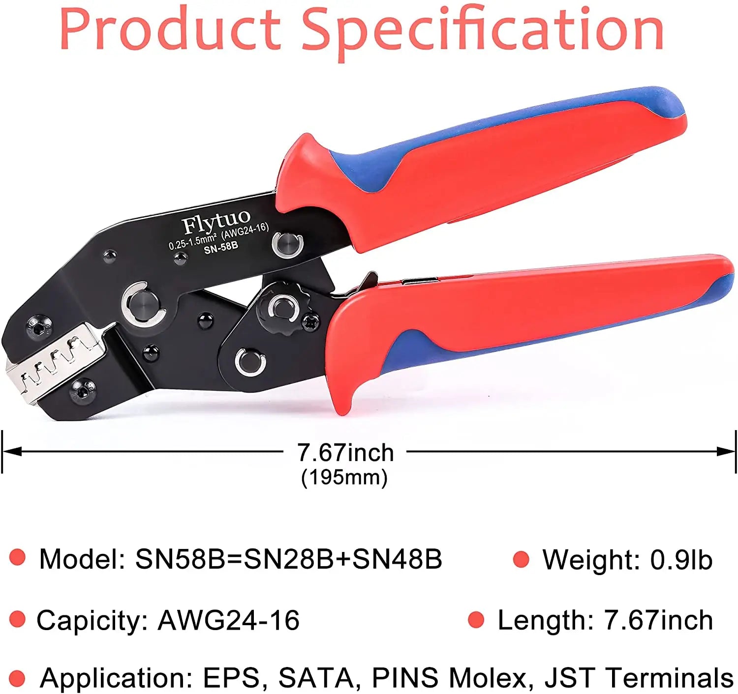 SN-58B Dupont Crimping Tool Kit 2.54mm Pitch Single Row Male Headers, Dupont Crimp Pins Jumper Wire Crimping Plier Hand Tool