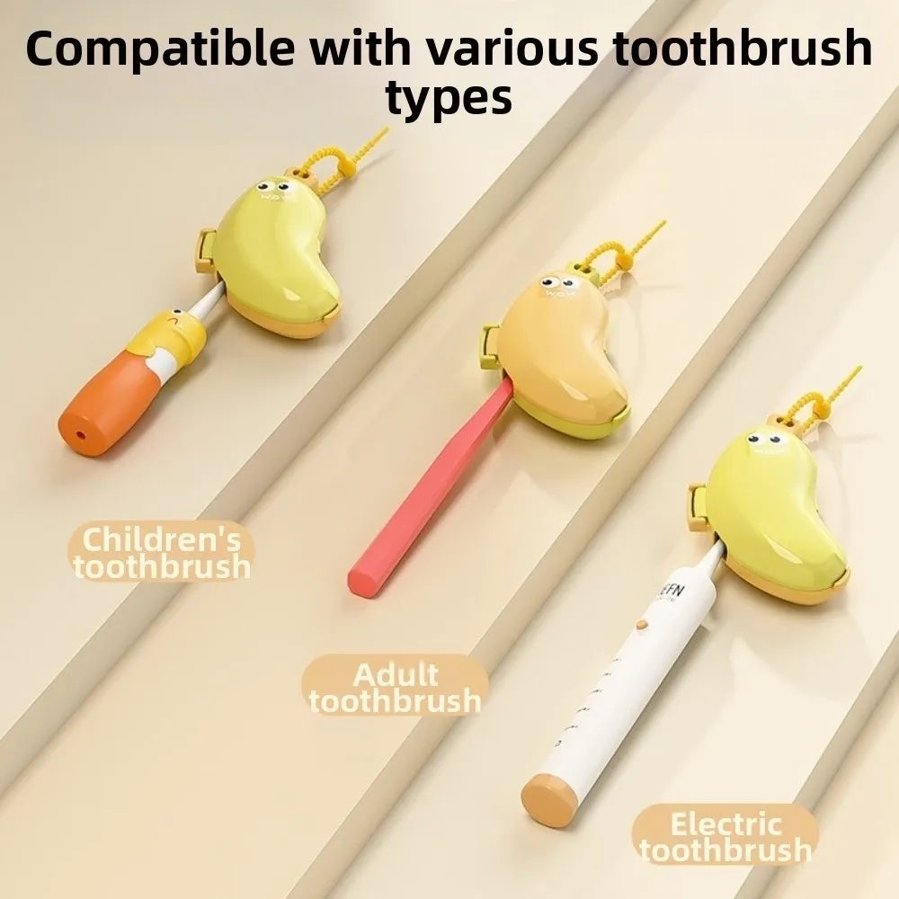 Plastic Toothbrush Head Protective Cover Brush Protect Banana Shape Toothbrush Case Cap 2in1 Portable Toothbrush Dust Cap Cover
