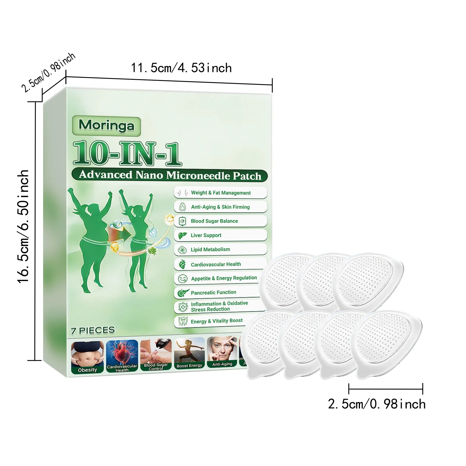 Nano-Microneedle Technology Body Contouring Patch Moringa Oleifera Extract Targeted Body Sculpting Skin Vitality MetabolismBoost