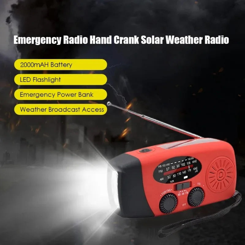 Hand Cranked Generator Power Bank Solar Weather Radio Outdoor Emergency Portable USB Interface Charging Suitable Outdoor Use
