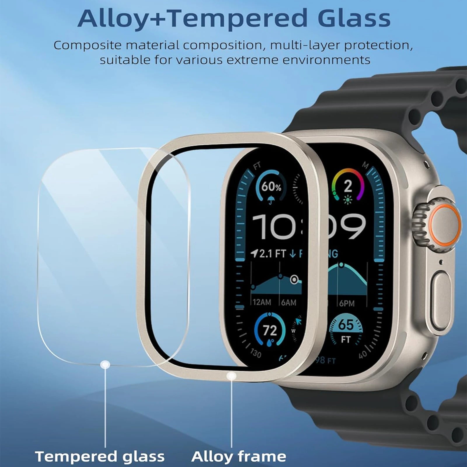 Aluminium Alloy Case+Tempered Glass for Apple Watch Ultra 3 2 1 Anti-Scratch Screen Protector for iWatch Ultra 2 49mm Cover Film