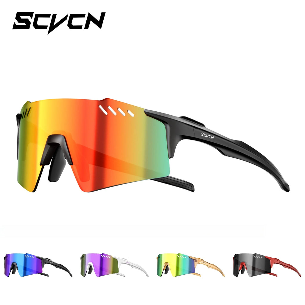 SCVCN Hiking Eyewear Fashion Rimless Cycling Glasss Outdoor Sports Running Drving Sunglasses for Men Goggles Mtb Bicycle 1 Lens