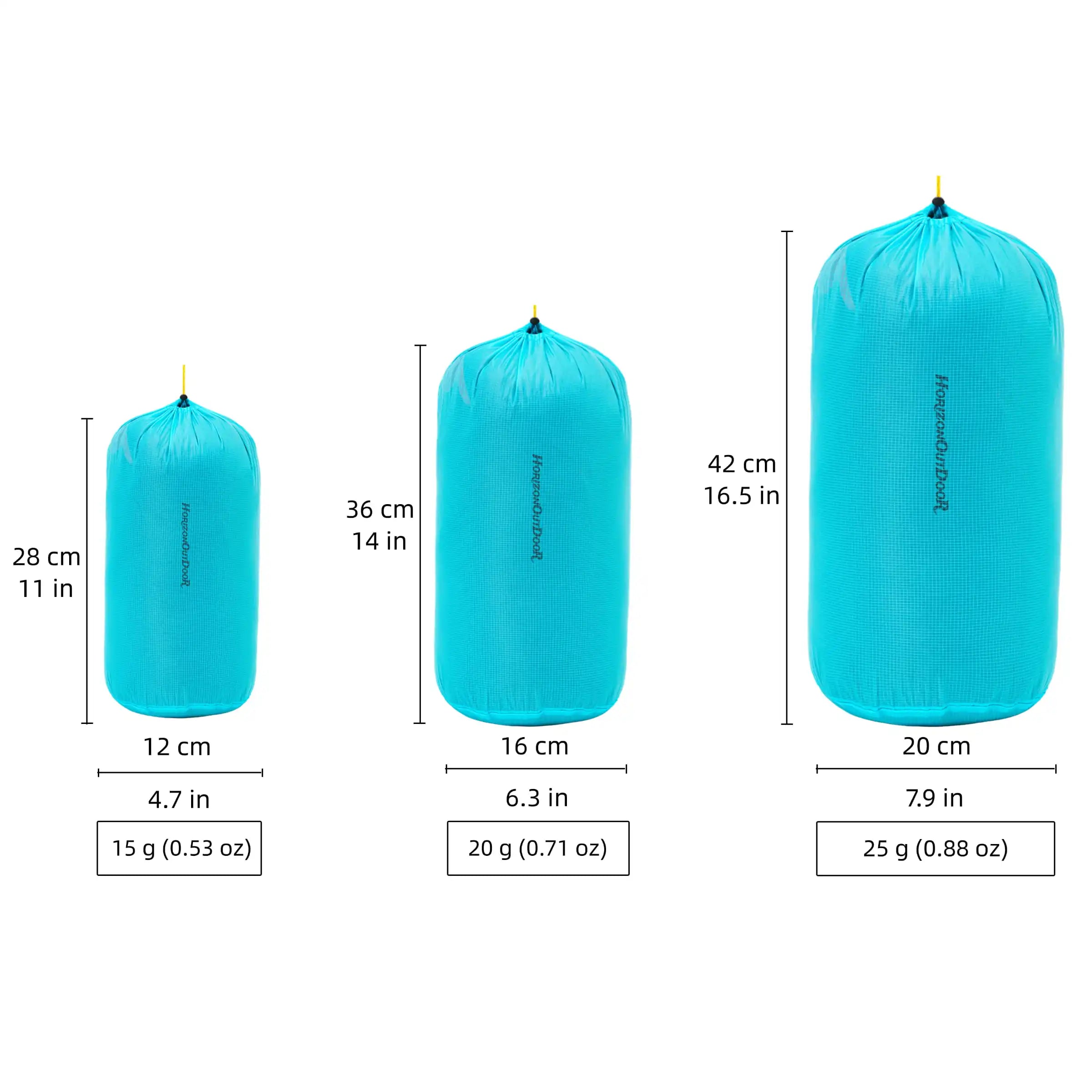 [HODRGEAR] Ultralight Stuff Sack Ultra-SIL Ripstop Water-Resistant Ditty Bags Drawstring for Traveling Hiking Backpacking