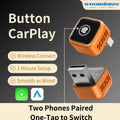 Wooboobox Wireless CarPlay Adapter, 2 Phones Connection One-Tap Switch, CarPlay Dongle for iPhone Android, Auto Connect No Delay