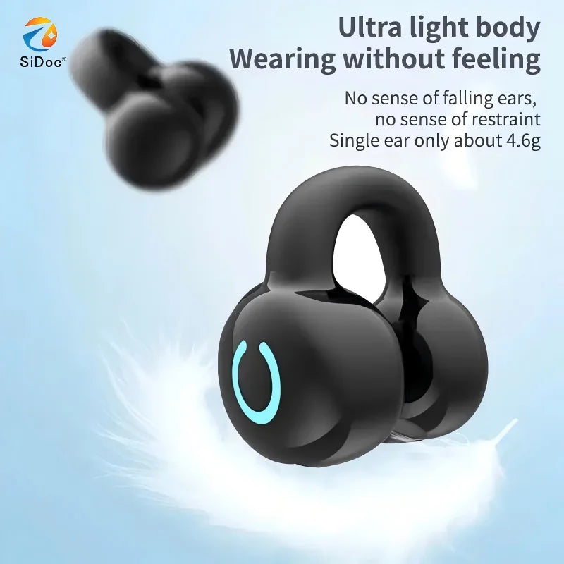New single ear stereo clip on Bluetooth earphones YX09 business model with bone conduction and long battery life
