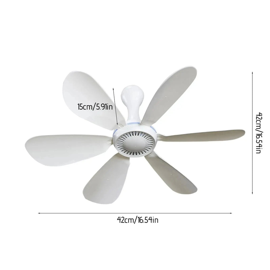 XIAOTREE USB Fan Silent 6-blade Ceiling Fan 4-speed Hanging Fan for Camping Bed Camping Outdoor Hanging Camper Tents