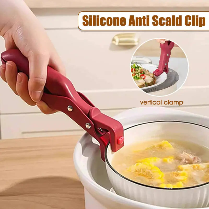 Anti-Scald Hot Plate Gripper Bowl Dish Clips Cooking Clamp Holder Silicone Anti Slip Tongs For Kitchen Dish Bowls Plates