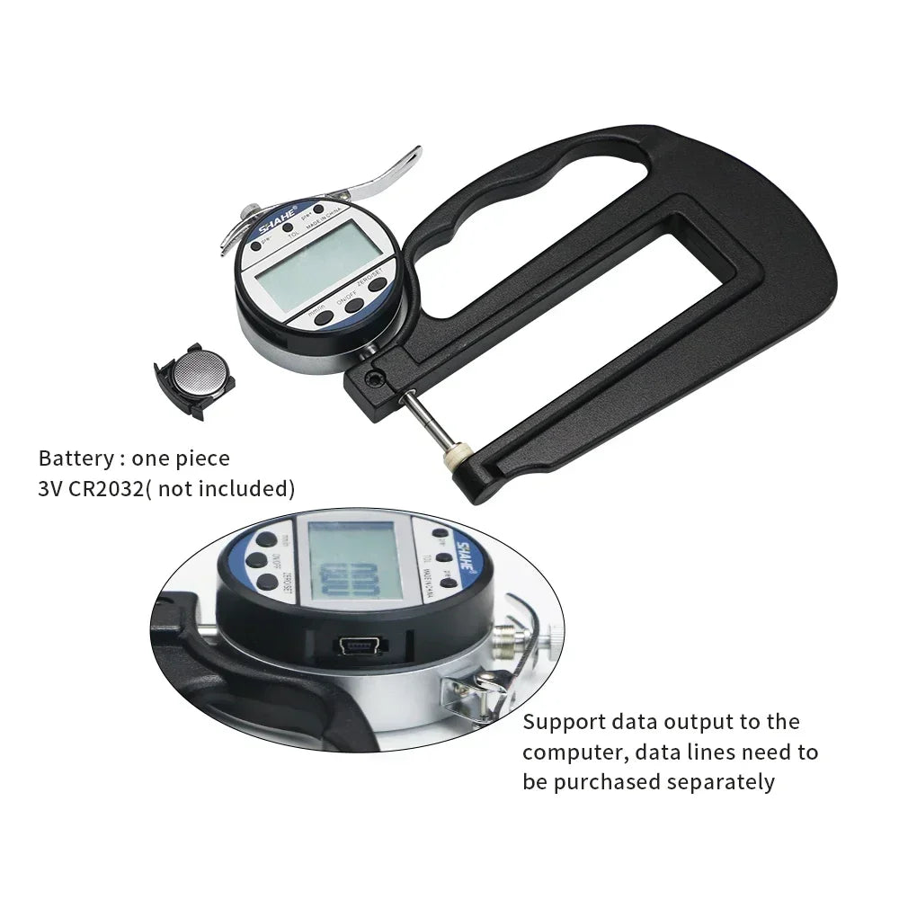 SHAHE Paper Measurement Tool 0-10/25 mm 0.01 mm High Accuracy Digital Thickness Gauge Measuring & Gauging Tools