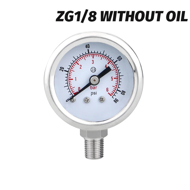 MAIRUIKESI 40mm (1.5") Stainless steel Dry pressure Gauge manometer  -1~0~600bar/psi Bottom Connection For Water Gas