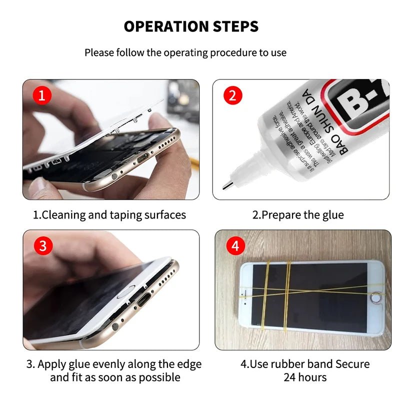 15ML 50ML 110ML B-7000 Clear Contact Universal Glass Plastic DIY Glue B7000 with Precision Applicator Glue B-7000 Mobile Phone Screen High-Strength Waterproof Adhesive Includes precision tweezers.