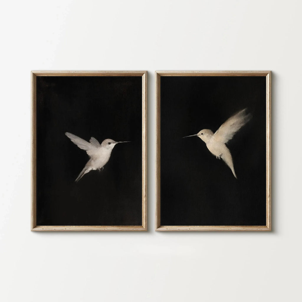 2pcs/set of Retro Hummingbird Animal Canvas Prints Minimalist Retro Bird Farmhouse Wall Art Posters for Living Room Home Decor