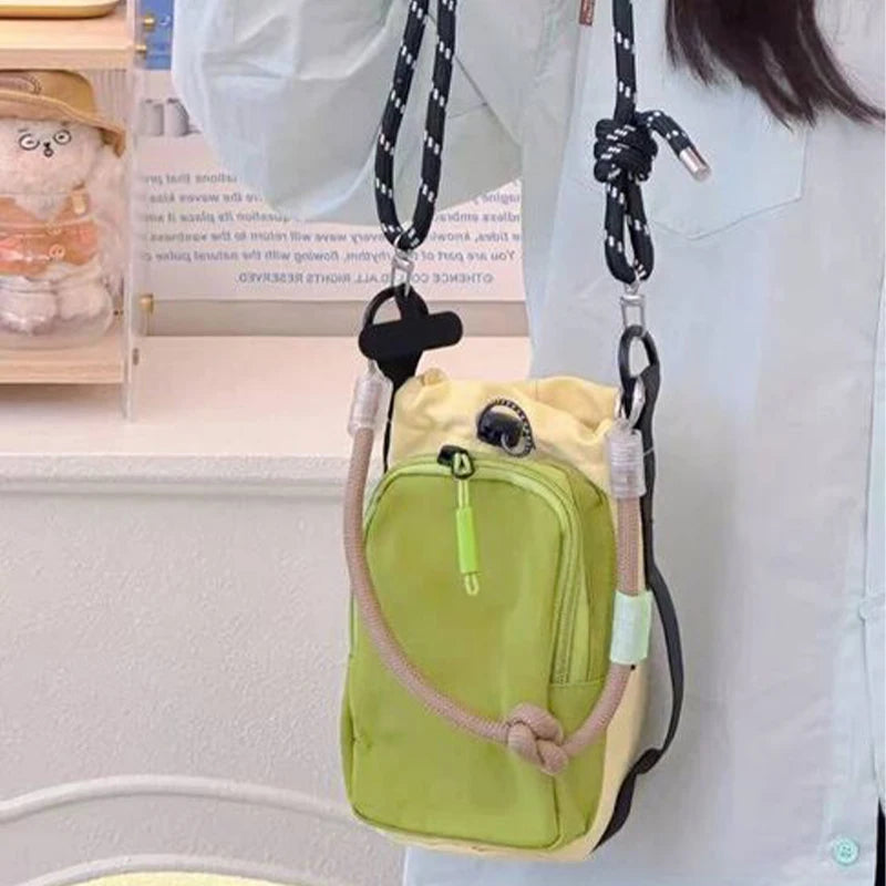 Nylon Drawstring Sport Outdoor Lightweight Crossbody Bag Mobile Phone Bag Water Bottle Bag Shoulder Bags Travel Accessories