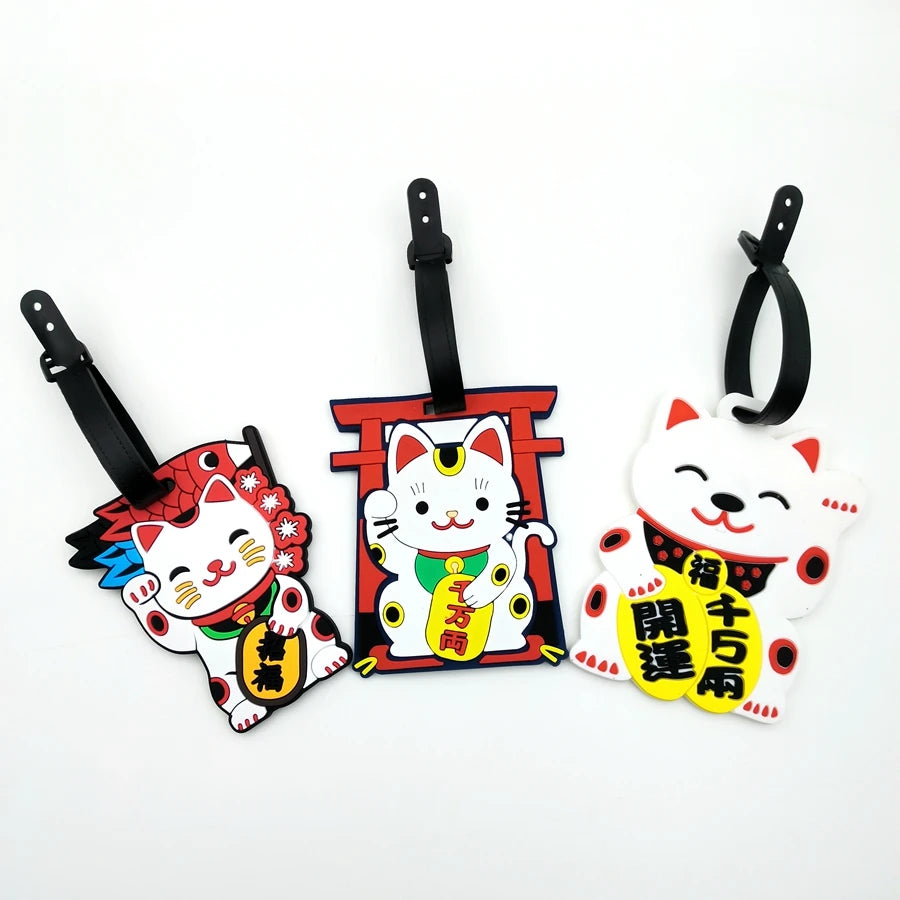 1pc/2pcs/3pcs Zhaocai Cat luggage tag pendant travel essential airport luggage anti loss ID tag luggage name unisex