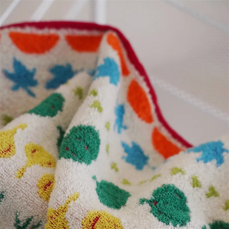 Square Towel Face Towel And Bath Towel Children's Shower Towel Ins Vegetable And Fruit Household Pure Cotton Shower Towel