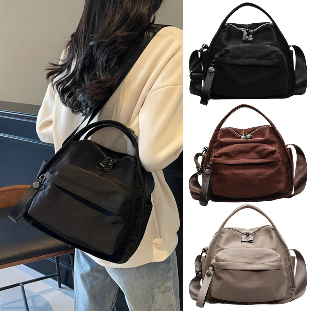 Women Lightweight Sling Bag Large Capacity Casual Crossbody Bag Solid Color Versatile Shoulder Bag Travel Shopping Work Date Bag