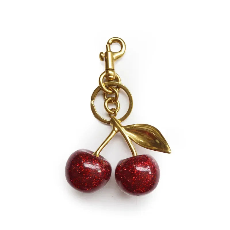 Crystal Cherry Pendants, Suitable for Coach Bags, Women's Handbags, Shoulder Bags, and Keychain Accessories